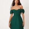 Forever New Off Shoulder Structured Mini Dress In Emerald For Women