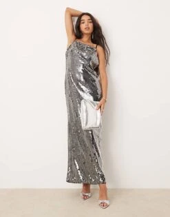 Forever New Embellished Backless Maxi Dress In Slate Grey For Women -Layered Dress 207241033 1 slategrey 1