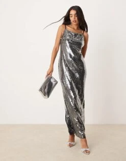 Forever New Embellished Backless Maxi Dress In Slate Grey For Women -Layered Dress 207241033 4