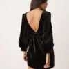Forever New Velvet Bow Back Mini Dress In Black For Women