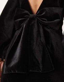 Forever New Velvet Bow Back Mini Dress In Black For Women -Layered Dress 207241064 3