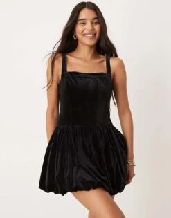 Forever New Structured Bubble Hem Mini Dress In Black For Women -Layered Dress 207241088 1 black 1