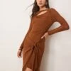 Forever New Long Sleeve Drape Maxi Dress In Brown For Women -Layered Dress 207241096 1 brown