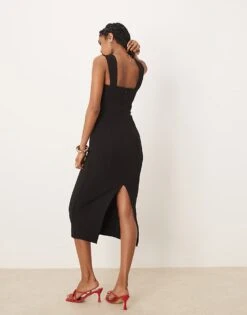 Forever New Asymmetric Fitted Midaxi Dress In Black For Women -Layered Dress 207241112 4