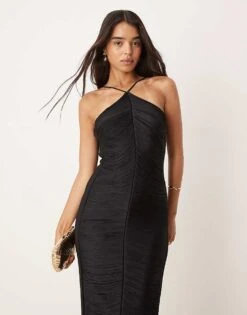 Forever New Draping Fringe Midaxi Dress In Black For Women -Layered Dress 207241128 4