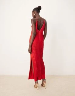 Forever New Draping Fringe Midaxi Dress In Red For Women -Layered Dress 207241137 3