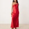 Forever New Off Shoulder Satin Midaxi Dress In Red For Women -Layered Dress 207241187 1 red