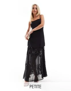 Forever New Petite Sheer Embellished Maxi Dress In Black For Women -Layered Dress 207308828 1 black 1