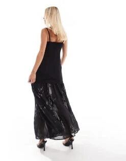 Forever New Petite Sheer Embellished Maxi Dress In Black For Women -Layered Dress 207308828 4