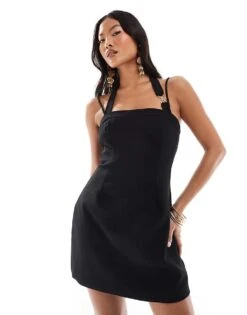 Forever New Petite Buckle Mini Dress In Black For Women