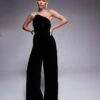 Forever New Petite Diamante Embellished One Shoulder Jumpsuit In Black For Women