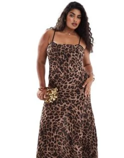 Forever New Curve Exposed Cup Corset Maxi Dress In Leopard Print For Women