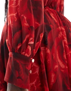 Forever New Curve Long Sleeve Maxi Dress In Red Rose Floral For Women Red Floral -Layered Dress 207311124 4