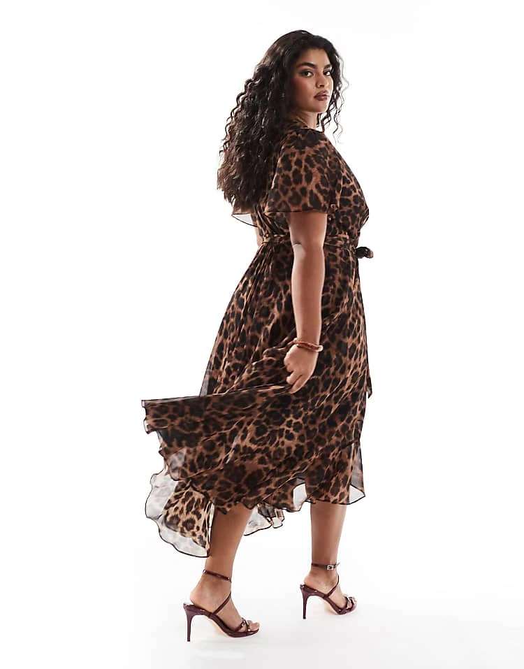 Forever New Curve Ruffle Wrap Maxi Dress In Leopard Print For Women 5 Forever New Curve Ruffle Wrap Maxi Dress In Leopard Print For Women - Image 3