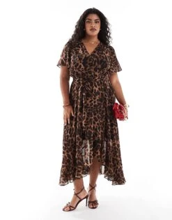 Forever New Curve Ruffle Wrap Maxi Dress In Leopard Print For Women 10 Forever New Curve Ruffle Wrap Maxi Dress In Leopard Print For Women -Layered Dress 207311145 4