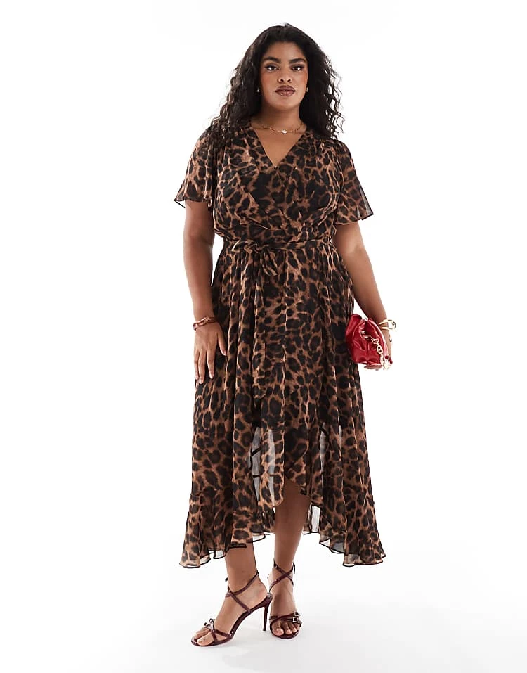 Forever New Curve Ruffle Wrap Maxi Dress In Leopard Print For Women 6 Forever New Curve Ruffle Wrap Maxi Dress In Leopard Print For Women - Image 4