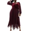 Forever New Curve Velvet Twist Bodice Pleated Midaxi Dress In Oxblood For Women -Layered Dress 207311181 1 oxblood