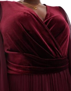 Forever New Curve Velvet Twist Bodice Pleated Midaxi Dress In Oxblood For Women -Layered Dress 207311181 4