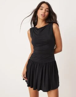 Forever New Ruched Jersey Mini Dress In Black For Women