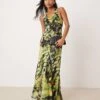 Forever New Petite Halter Maxi Dress In Butterfly Print For Women Lime -Layered Dress 207438147 1 lime