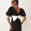 Forever New Bow Back Puff Sleeve Mini Dress In Black For Women -Layered Dress 207438870 1 black