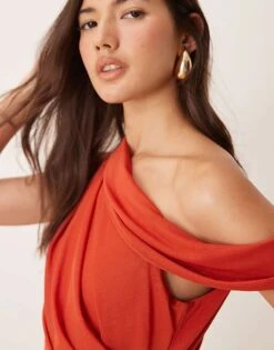 Forever New Off Shoulder Midaxi Ruched Dress In Deep Red For Women -Layered Dress 207438872 2