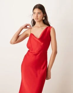 Forever New Drop Shoulder Satin Maxi Dress In Red For Women -Layered Dress 207438898 4