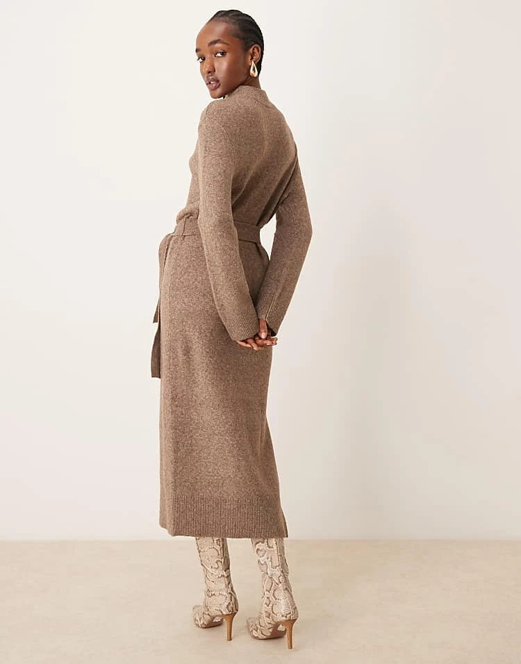 Forever New Tie Waist Knitted Midi Dress In Hazelnut For Women 5 Forever New Tie Waist Knitted Midi Dress In Hazelnut For Women - Image 3