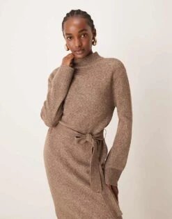 Forever New Tie Waist Knitted Midi Dress In Hazelnut For Women 10 Forever New Tie Waist Knitted Midi Dress In Hazelnut For Women -Layered Dress 207438934 4
