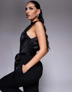 Forever New High Neck Jumpsuit In Black For Women -Layered Dress 207706891 4