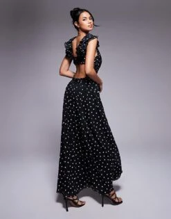 Forever New Rosette Maxi Dress In Polka Dot For Women
