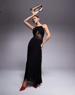 Forever New Lace Insert Maxi Dress In Black For Women