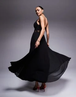 Forever New Lace Insert Maxi Dress In Black For Women -Layered Dress 207706973 3