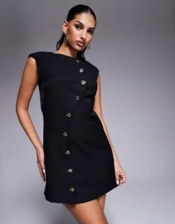 Forever New Asymmetric Hem Mini Dress In Black For Women -Layered Dress 207707037 1 black 1