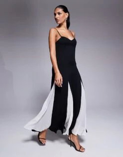 Forever New Contrast Maxi Dress In Monochrome For Women -Layered Dress 207707057 1 monochrome 1