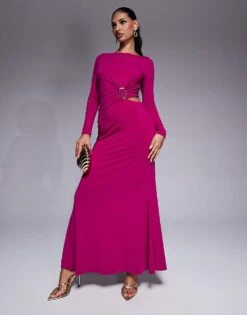 Forever New Cut Out Jersey Maxi In Magenta For Women -Layered Dress 207707090 1 magenta 1