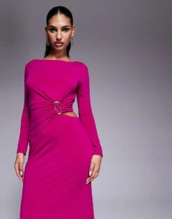 Forever New Cut Out Jersey Maxi In Magenta For Women -Layered Dress 207707090 3