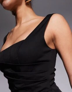 Forever New Ruched Structured Mini Dress In Black For Women -Layered Dress 207707112 3