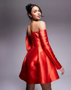 Forever New Structured Mini Dress In Red For Women -Layered Dress 207707195 4