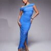 Forever New Petite Mesh Ruched Asymmetrical Midaxi Dress In Deep Blue For Women -Layered Dress 207709521 1 deepblue
