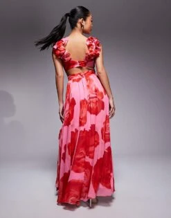 Forever New Petite Rosette Maxi Dress In Red Floral For Women -Layered Dress 207709576 3