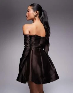 Forever New Petite Structured Mini Dress In Espresso For Women -Layered Dress 207709577 3