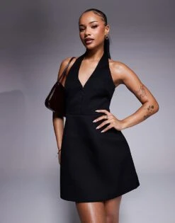 Forever New Petite Structured Tuxedo Dress In Black For Women -Layered Dress 207821775 1 black 1