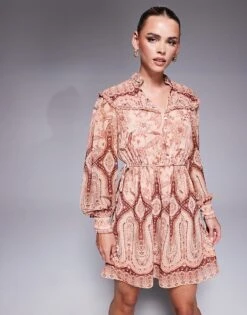 Forever New Petite Tiered Mini Dress In Mixed Floral For Women Red Floral -Layered Dress 207821810 4