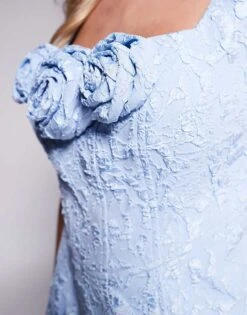 Forever New Petite Rosette Jacquard Structred Mini Dress In Dusty Blue For Women -Layered Dress 207821811 3