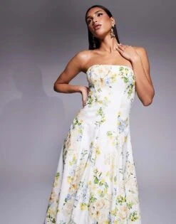 Forever New Stuctured Midaxi In Yellow And Green Floral For Women -Layered Dress 207822870 1 greenfloral 1