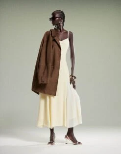 Forever New Spliced Maxi Dress In Lemon For Women -Layered Dress 207822871 1 lemon 1