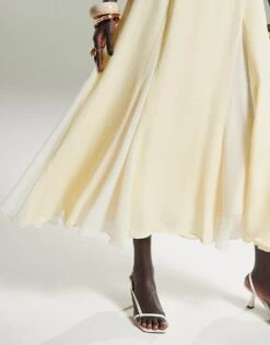 Forever New Spliced Maxi Dress In Lemon For Women -Layered Dress 207822871 4