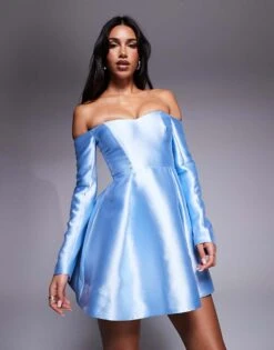 Forever New Structured Mini Dress In Muted Blue For Women