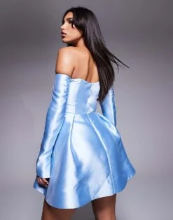 Forever New Structured Mini Dress In Muted Blue For Women -Layered Dress 207822894 4